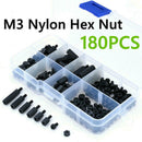 M3 Nylon Black Hex M-F Stand off Set Spacers/ Screw/ Nut Assorted Kit Box 180PCS