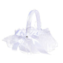 Flower Girl Basket White Flower Basket Wedding Flower Basket Bow Bride Wedd K3L9