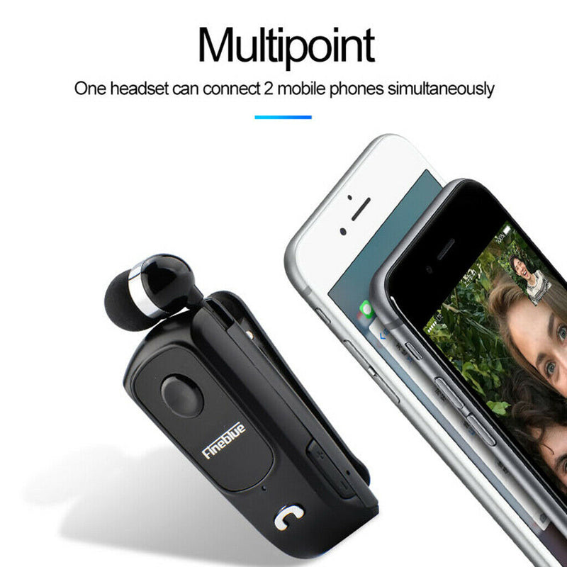 Bluetooth Headset Clip Earphone Sport Universal Earpiece Handsfree Black