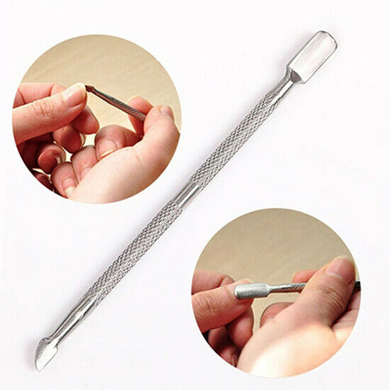 Stainless Steel Cuticle Nail Remover Pusher Double Ended Pedicure Manicure Tool