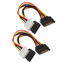 2 Pieces 15 Pin Sata Male To Sata Female And 4Pin LP4 Power Splitter Y Cable