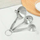 3 IN 1 Large Medium Small Stainless Steel Vinegar Wine Kitchen Funnel 14.5-17cm