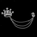 2pcs Elegant Crown Tassel Chain Brooch Lapel Pin For Coat Suit Wedding Party