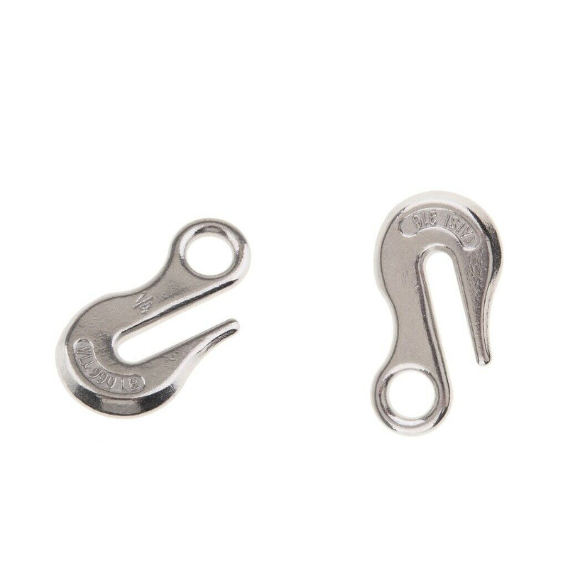 2PCS 1/4IN Forged Stainless Steel Hook Safety Latch Eye Hook Tow Crane Lift