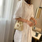 Women Straw Bucket Shoulder Bags Flower Drawstring Crossbody Pouch (Khaki)