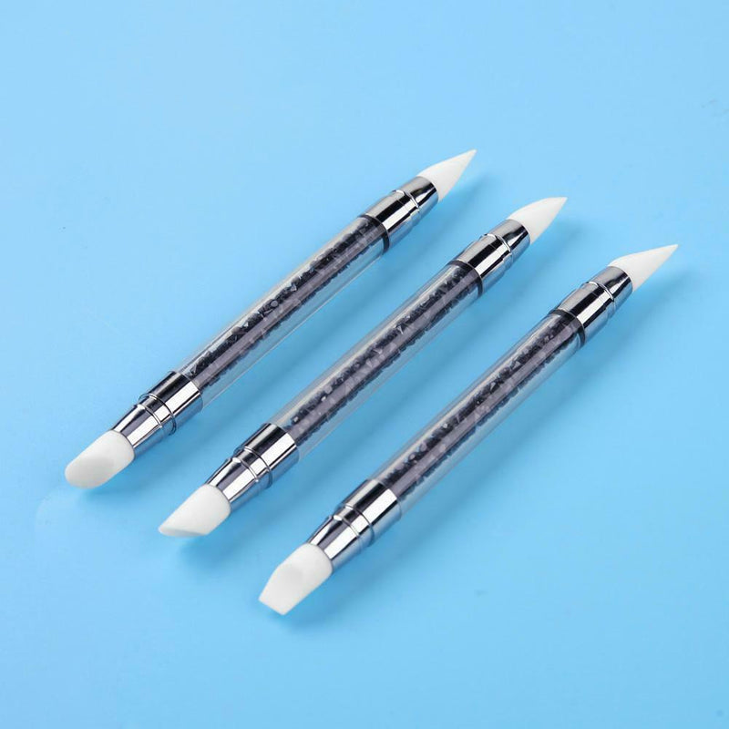 3pcs/Set Dual-Ended Silicone Nail Art Pens Hollow Carving Manicure Brushes