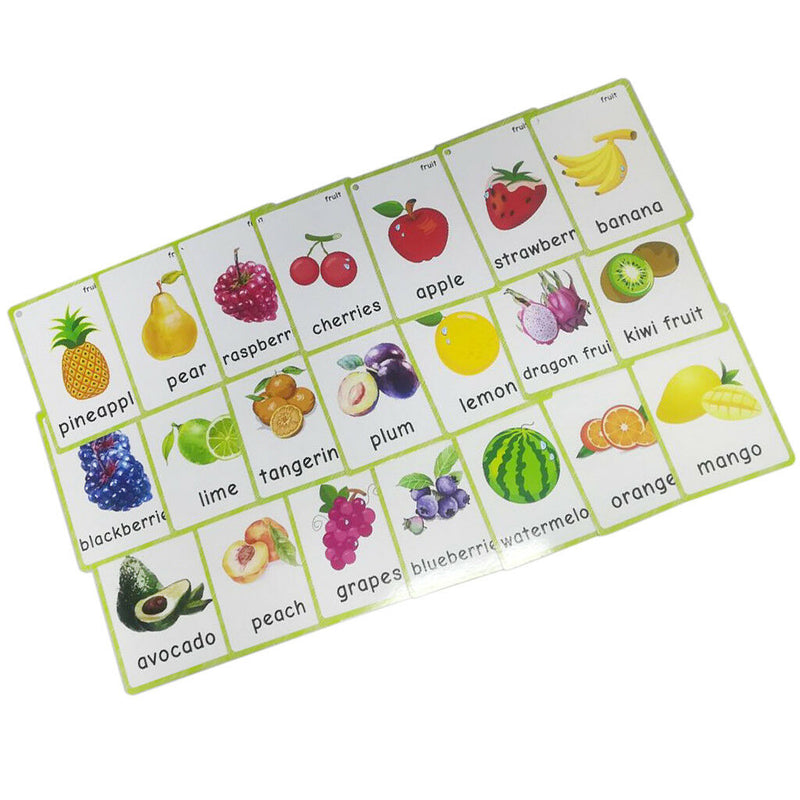 21Pcs Flash Cards Set - Educational Learning Picture & Word Card - Fruits