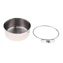 2 Pcs Stainless Steel Cage Coop Hook Cup Bird Dog Animal Food Water Bowl