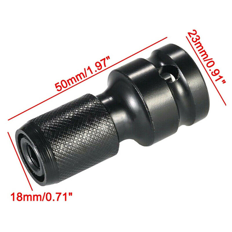 1/2" Square Drive to 1/4" Hex Shank Telescopic Socket Adapter Drill ChucME