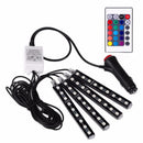 4X/Set 9LED Car Interior Floor Atmosphere Light Strip Remote Control Colorful