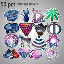 50 pcs Mix Anime Cartoon Stickers Skateboard Graffiti Laptop Luggage Car Decals