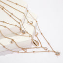 Boho Shell Crystal Pendant Necklace Women Sweater Clavicle Chain Jewelry