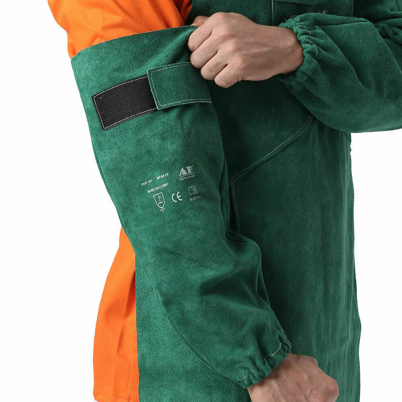 33-7416 Green Heat Resistant 16" Long Split Cowhide Leather Welding Sleeves