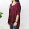 Women T-Shirt Long Sleeve Solid Cotton And Linen Ladies Tops (Wine Red L) A#S