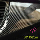 7D Glossy Carbon Fiber Vinyl Film Car Interior Wrap Stickers Auto Bubble-Free