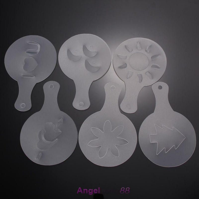 16 Coffee Machine Barista Stencils Template Strew Flowers Pad Duster Spray