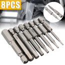 8Pcs H1.5-H8 50mm 1/4'' Shank Hex Magnetic Head Screw Driver Screwdriver Bit Set
