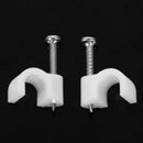 5mm Diameter Cable Wire Clips Fastener w Fixing Nails 100Pcs White Y9O1