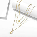 Multi Layered Necklace for Women - 3Pcs Summer Boho Necklace Chain with Pen
