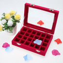 Velvet Glass Jewelry Earring Display Box Tray Holder Storage Box Organizer
