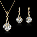 2pcs/set Women Dangle Earrings Rhinestone Pendant Necklace Jewelry Gifts