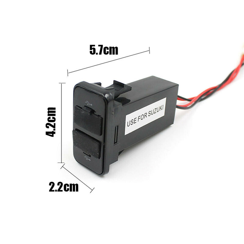 Car Dual USB Port Dashboard Fast Charger Adapter 5V 2.1A for Suzuki