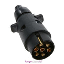 12V 7-Way Round Plastic RV Trailer Plug Connector Plug (Black)