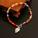 Boho Multicolor Bead Heart Pendant Bracelets Bangle Charm Women Jewelry GiftsJR
