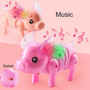 Electric Walking Pig Music Interactive Toys LED Light For Kids Gift Random Color