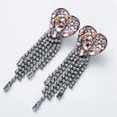 Women Earring Heart Rhinestone Big Earrings Woman Trendy Tassel Summer Luxu