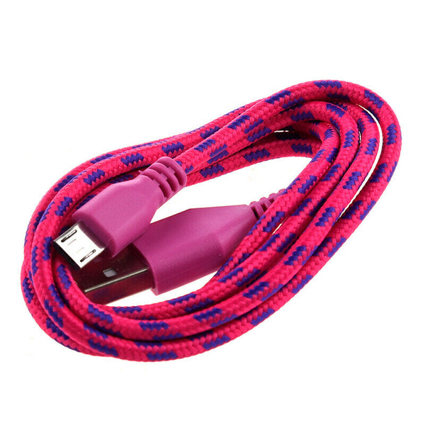 1M Braided Fabric Mini USB Data&Sync Charger Cable Cord For Cell Phone Rose Y7D1