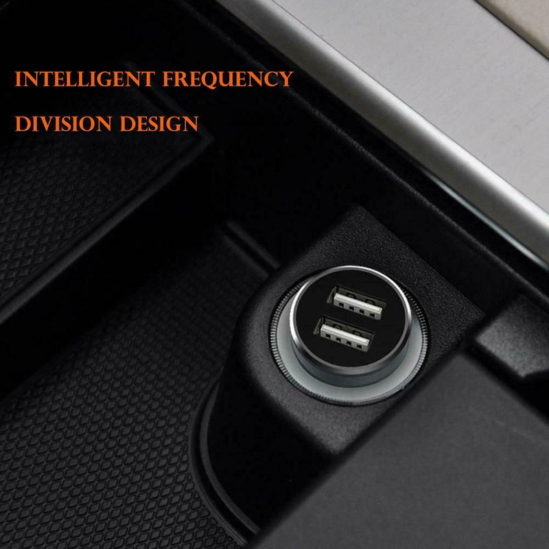 5V 2.4A Aluminum Alloy Dual USB Car Charger Power Adapter for Phones Tablet