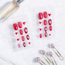 acrylic designer nail tips false red full cover nails art decor finger 24 ME