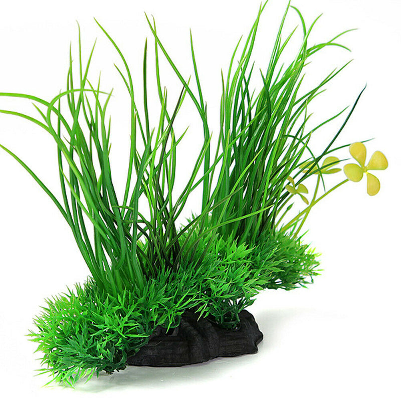 8" Green Artificial Plastic Plant Water Grass Aquarium Decor Fish Tank