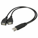 1x USB 2.0 A Male To 2 Dual Female Jack Y Splitter Power Hub Adapter Cable C3X1