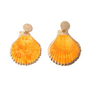 Beach Holiday Metal Ear Dangle Women Shell Shaped Stud Earrings Colorful Jewelr