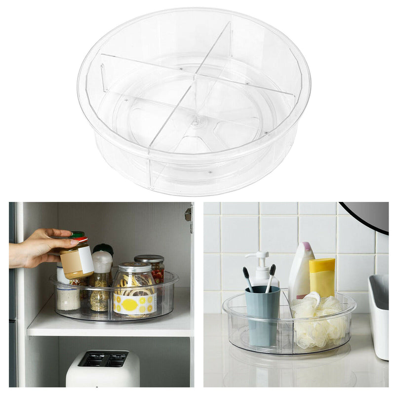 Rotating Spice Storage Rack Tray Turntable Kitchen Cabinet Jar Holder Organizer