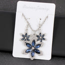 Women Fashion Flower Necklace Drop Earrings Jewelry Set Crystal Party Jewelry FT