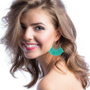 Boho Tassel Dangle Earrings Women Ethnic Fringe Ear Drop Jewelry (Green) A