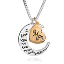 Heart Pendant Necklace Jewelry I Love You To The Moon Back Letter Mom Neckl