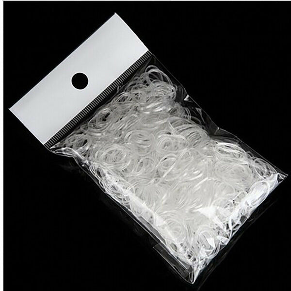 600x Elastic Rubber Clear Hair Ties Hair Band Ropes Women's Ponytail Holder