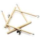 Bird Perch Parrot Play Toys Stand Holder natural Wooden Swing Bell Cage HangingL
