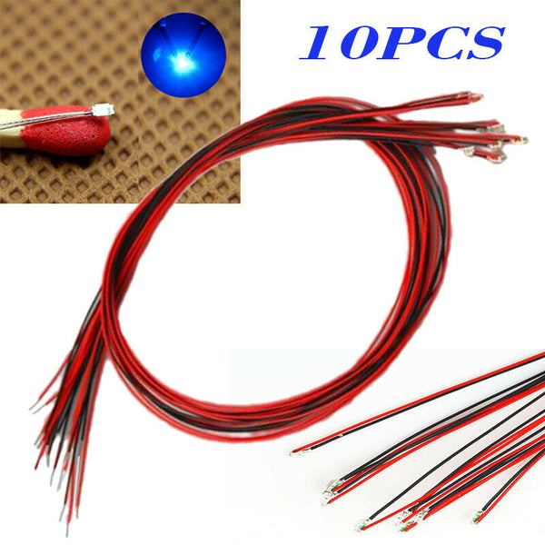 10pcs T0603WM Pre-soldered Micro Litz Wired Leads Blue SMD Led 200mm Length