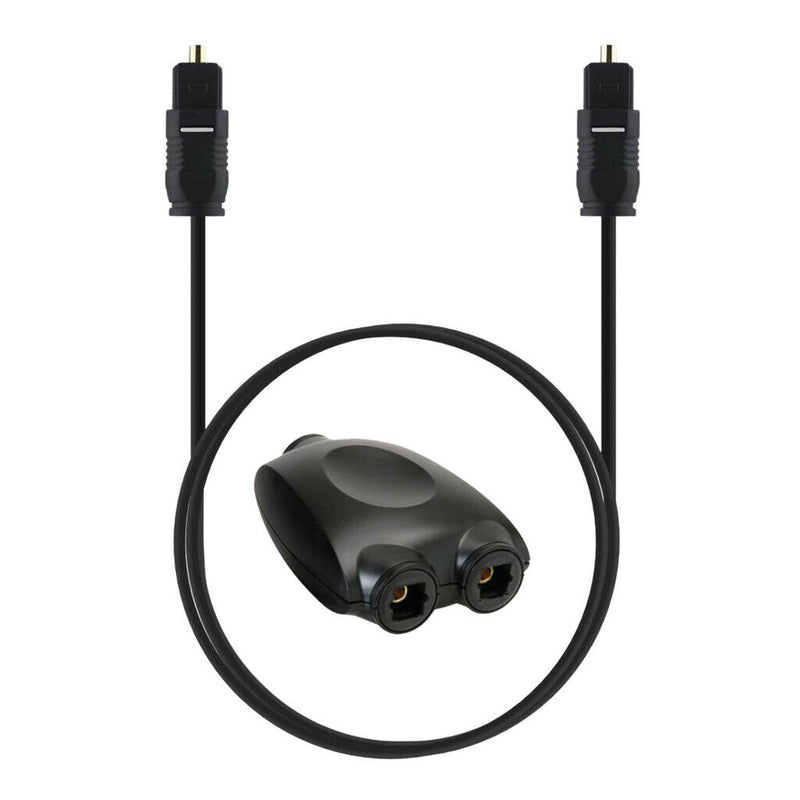 1m Digital Optical Audio Toslink Cable Cord +1 IN 2 OUT Splitter Adapter