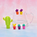 7pc Silicone Cactus Wine Glass Charms /Drink Markers & Bottle Stopper Set Pa Nw