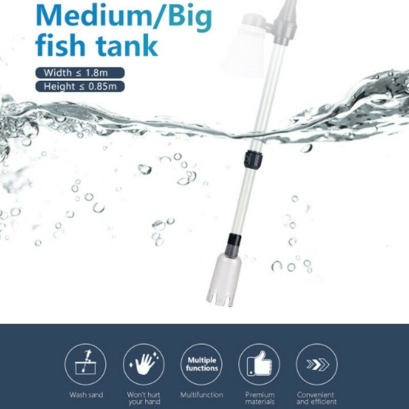 Electric Fish Tank Vacuum Cleaner Syphon Operated Gravel Water Filter Clean Q7F9