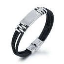 Three Layers Silicone Wrap Bracelets for Man New Fashion Simple Design Stee