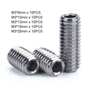 50pc M3 x (8-20mm) Grub Screw Cup Point Allen Socket Set Screws Kit A2 Stainless