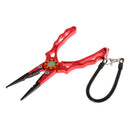 Red Fishing Pliers Line Cutter Split Ring Tools with Sheath and Lanyard
