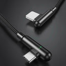 Cafele Dual Elbow Data Cable 3A Type-C Charging Wire with Indicator 1.2m
